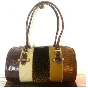 NWOT Maxx New York Animal Print Barrel Bag Crocodile  Leopard Cheetah Purse
